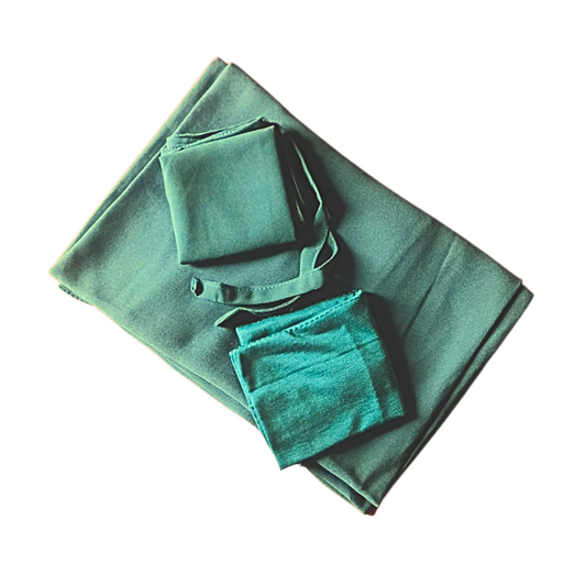 Dark Teal - 016 - Hijab - Niqab - Tube Cap Set - Aalishaan Fashions