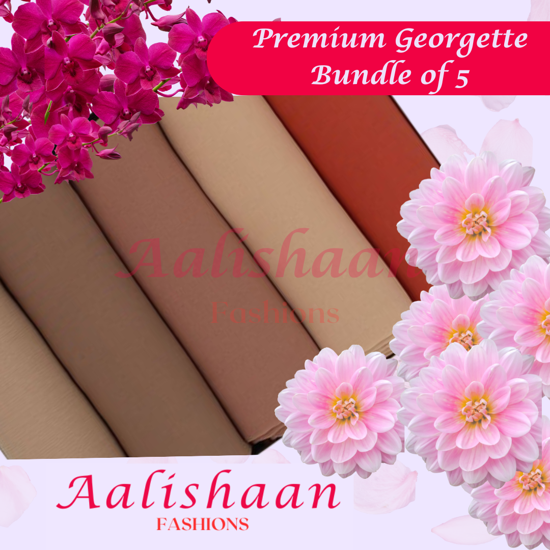 Pack of 5 - Premium Georgette Hijab Bundles - Aalishaan Fashions