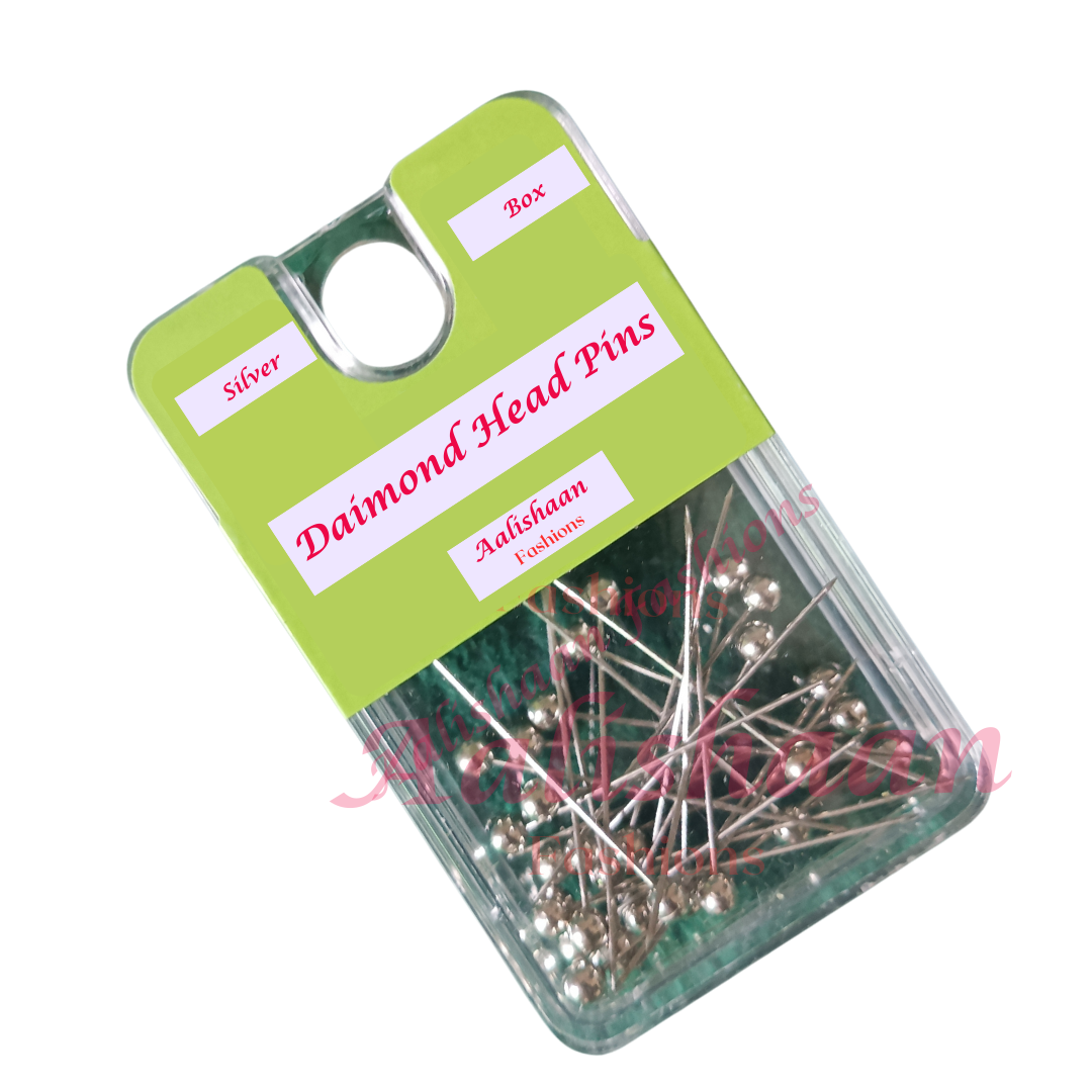 Silver Diamond Head Pins Box - Aalishaan Fashions