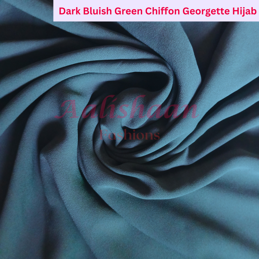 Dark Bluish Green - Premium Georgette Hijab - Aalishaan Fashions