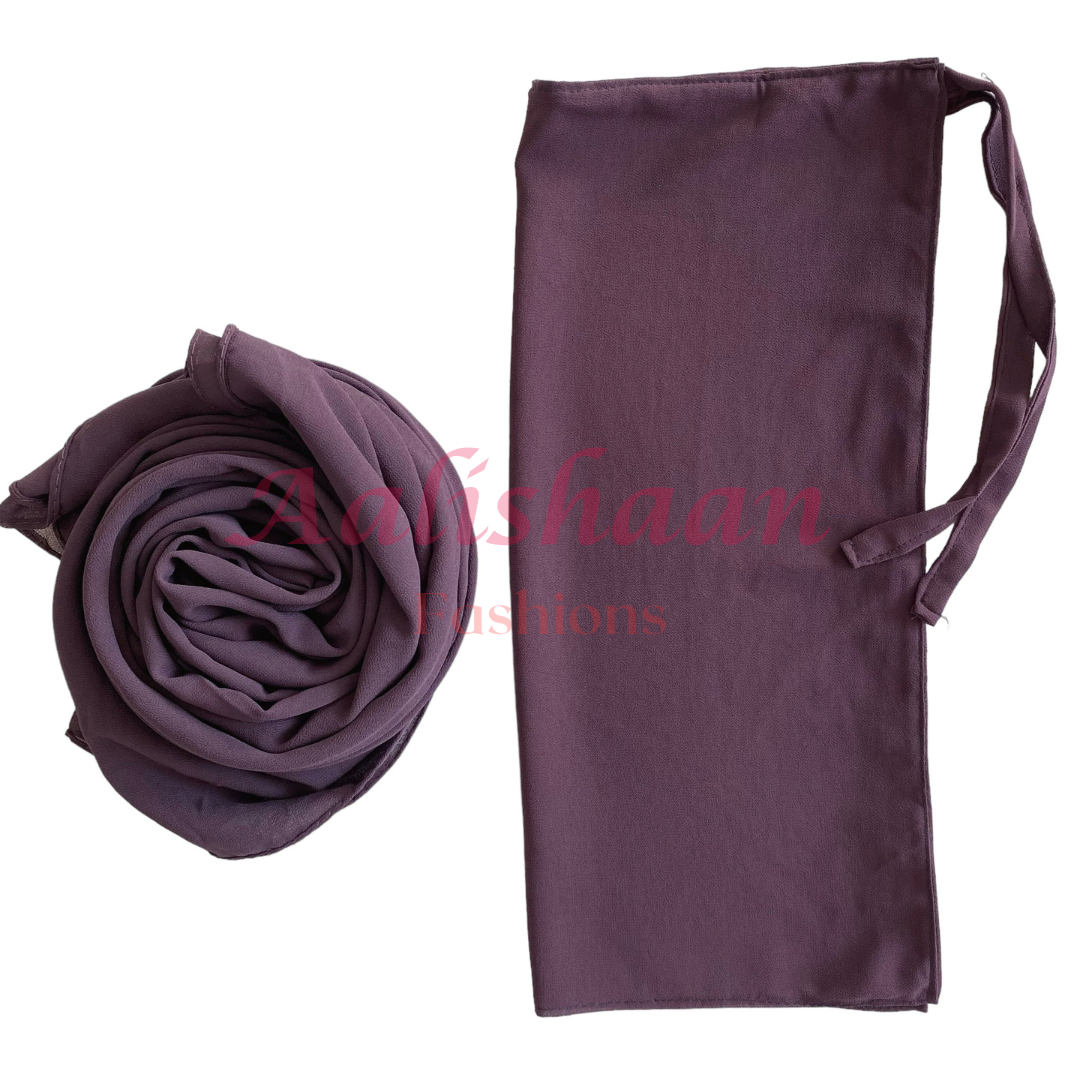 Dull Purple - Premium Georgette Hijab - Niqab - Set - Aalishaan Fashions