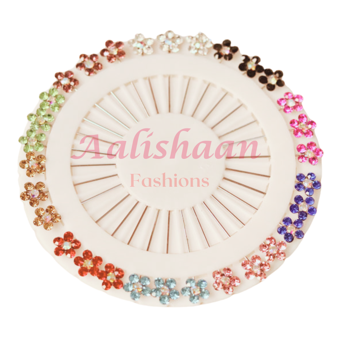 Rhinestone Multicolor Flower Straight - Pins Wheel - Aalishaan Fashions