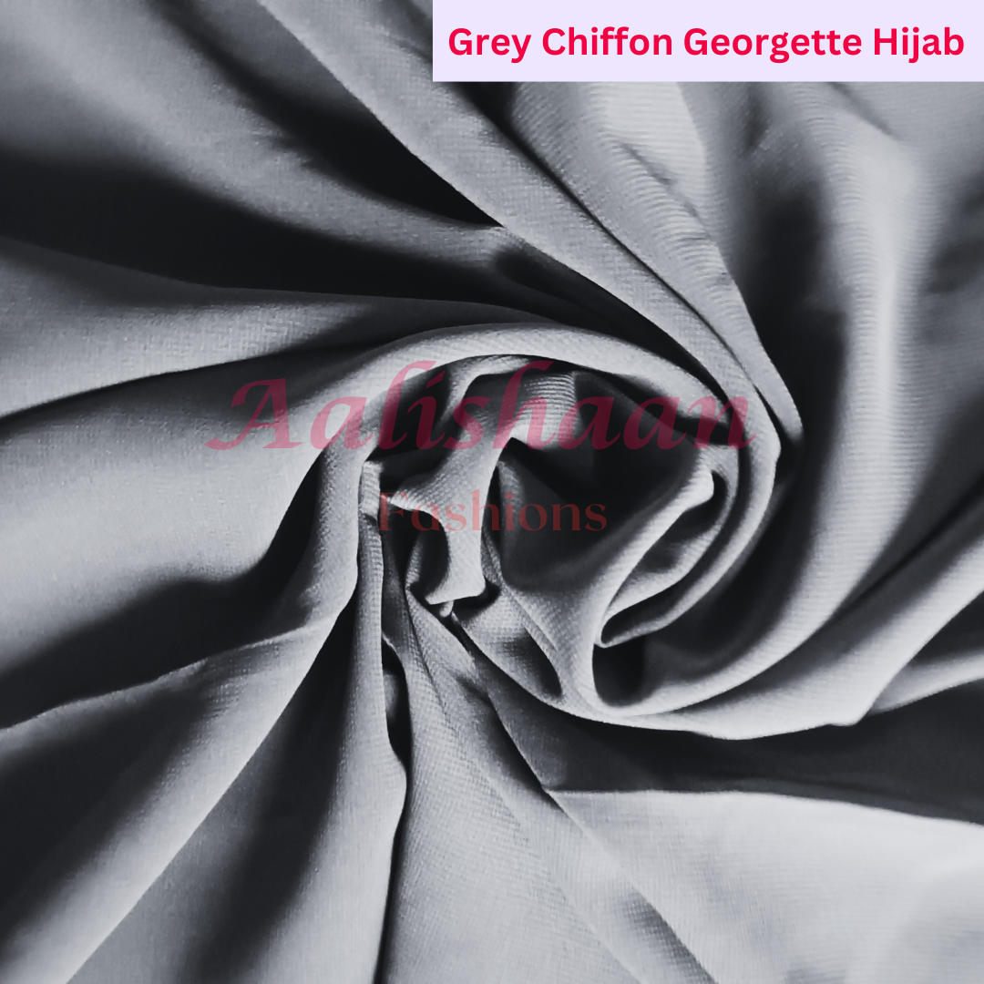 Grey - Premium Georgette Hijab - Aalishaan Fashions