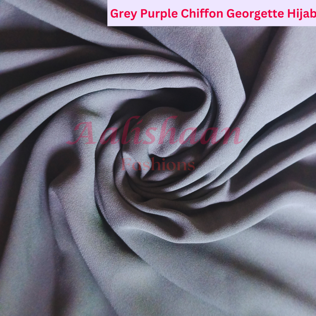 Grey Purple - Premium Georgette Hijab - Aalishaan Fashions