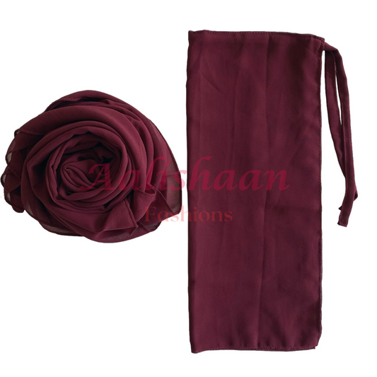 Maroon - Premium Georgette Hijab - Niqab -Set - Aalishaan Fashions