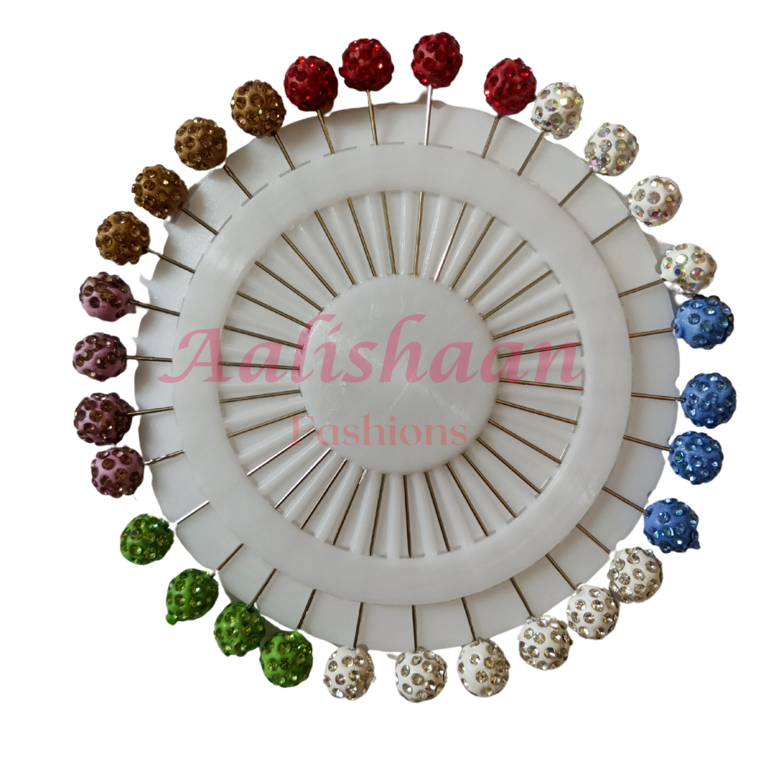 Rhinestone Multicolor ball Straight - Pins Wheel - Aalishaan Fashions