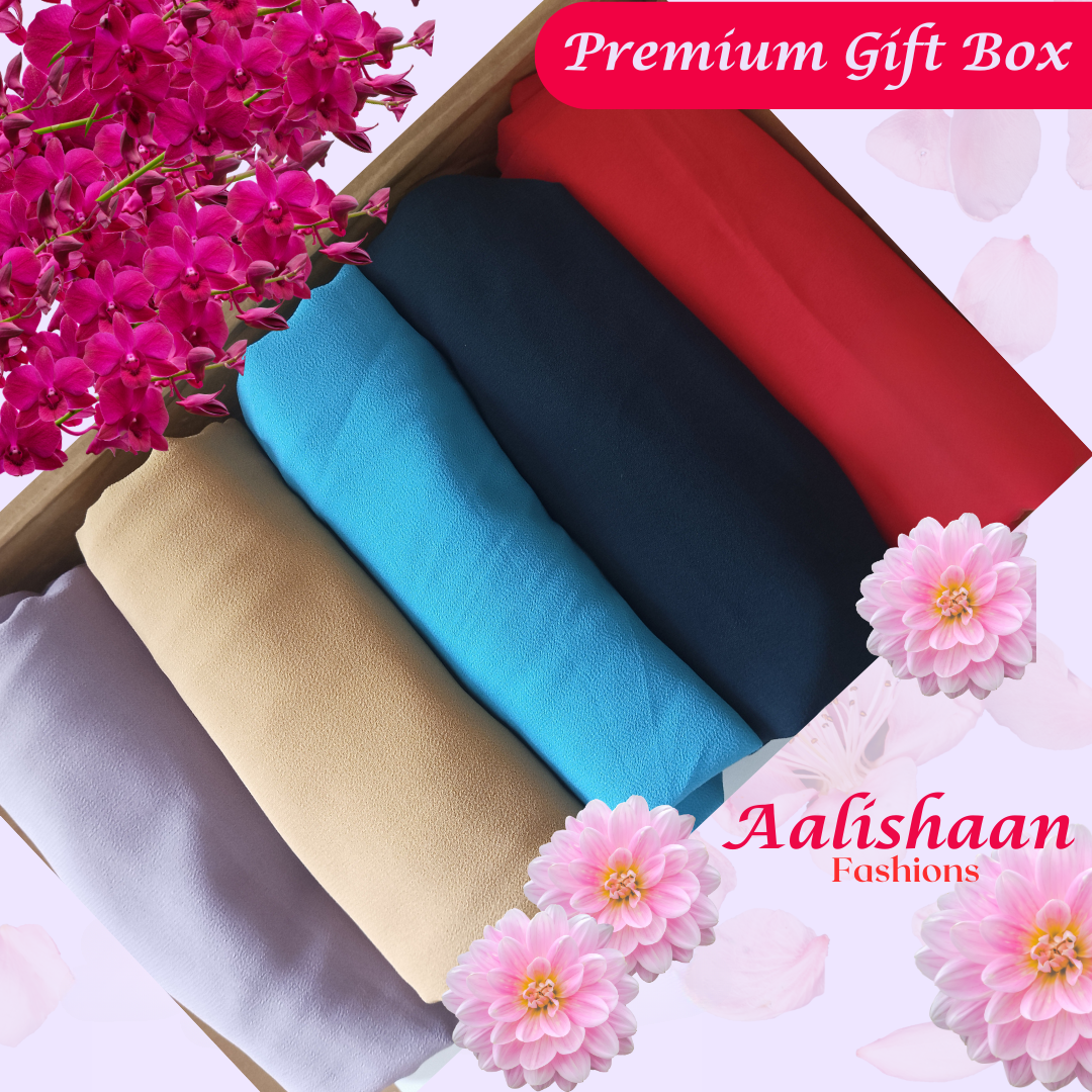 Set 03 Pack 05 Hijabs - Premium Georgette Hijab Bundles - Aalishaan Fashions