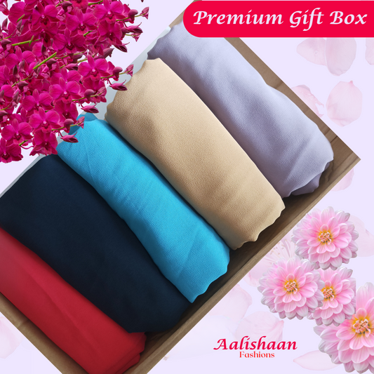 Set 03 Pack 05 Hijabs - Premium Georgette Hijab Bundles - Aalishaan Fashions