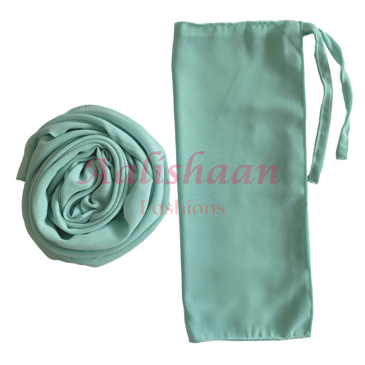 Pastel Green Hijab - Niqab -Set - Premium Georgette - Aalishaan Fashions