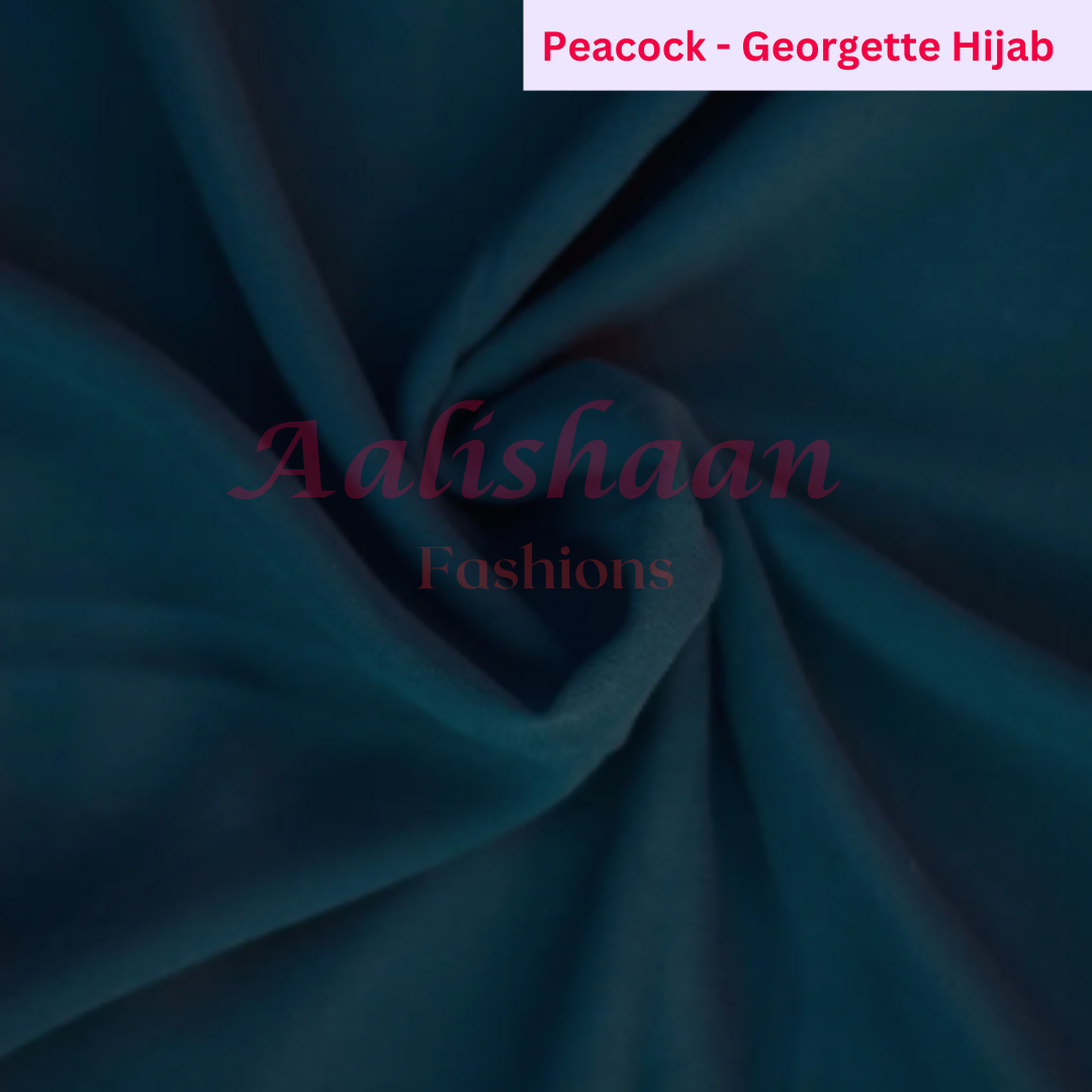 Peacock - Premium Georgette Hijab - Aalishaan Fashions