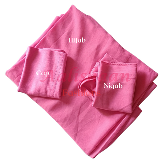 Pink - Hijab - Niqab - Tube Cap Set