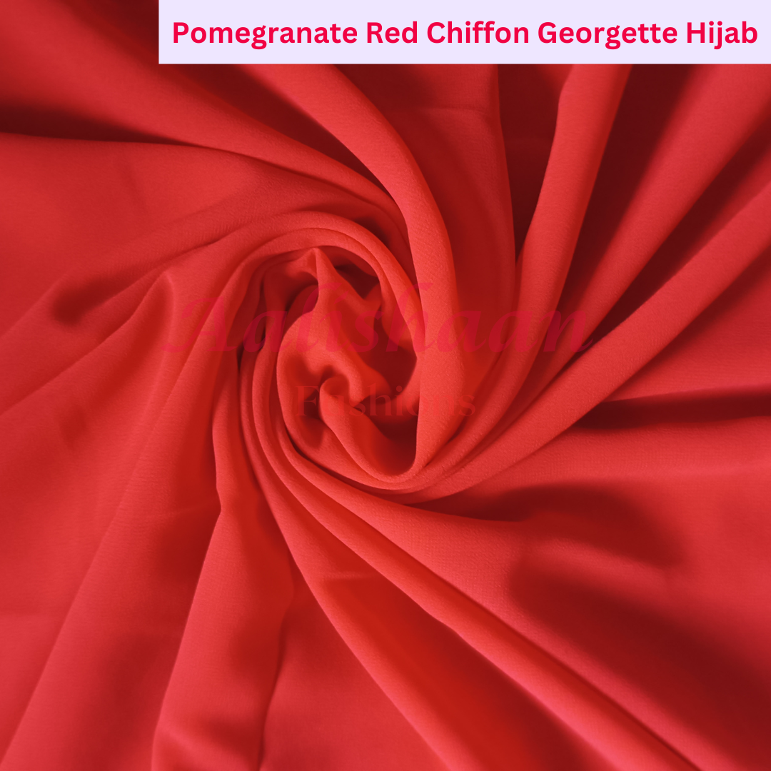 Pomegranate Red - Premium Georgette Hijab - Aalishaan Fashions