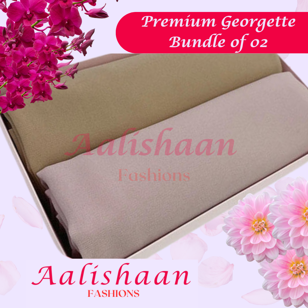 Grey Pack of 02 - Premium Georgette Hijab Bundles - Aalishaan Fashions