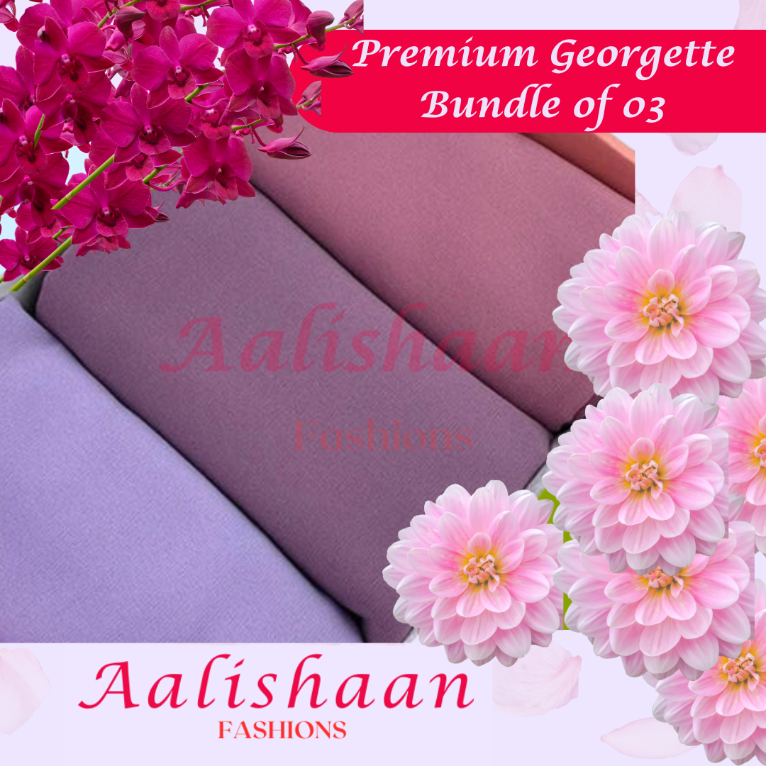 Blue Pack of 3 - Premium Georgette Hijab Bundles - Aalishaan Fashions