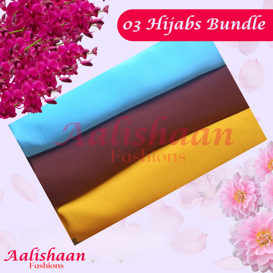 Set 03 pack of 3 - Premium Georgette Hijab Bundles - Aalishaan Fashions