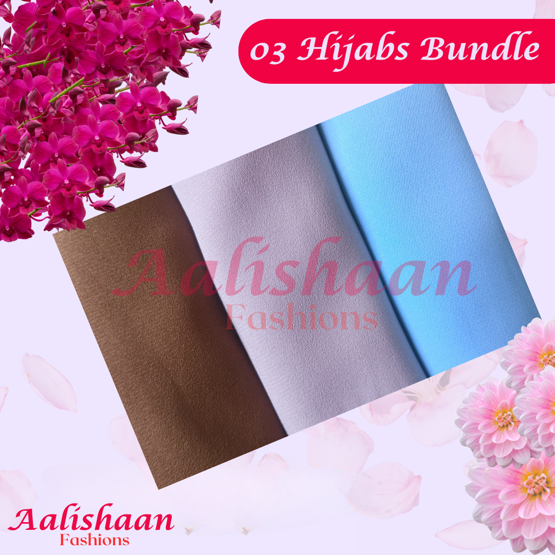 Set 01 pack of 3 - Premium Georgette Hijab Bundles - Aalishaan Fashions