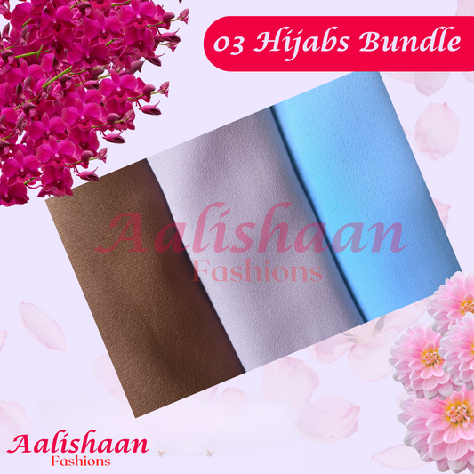 Set 01 pack of 3 - Premium Georgette Hijab Bundles - Aalishaan Fashions