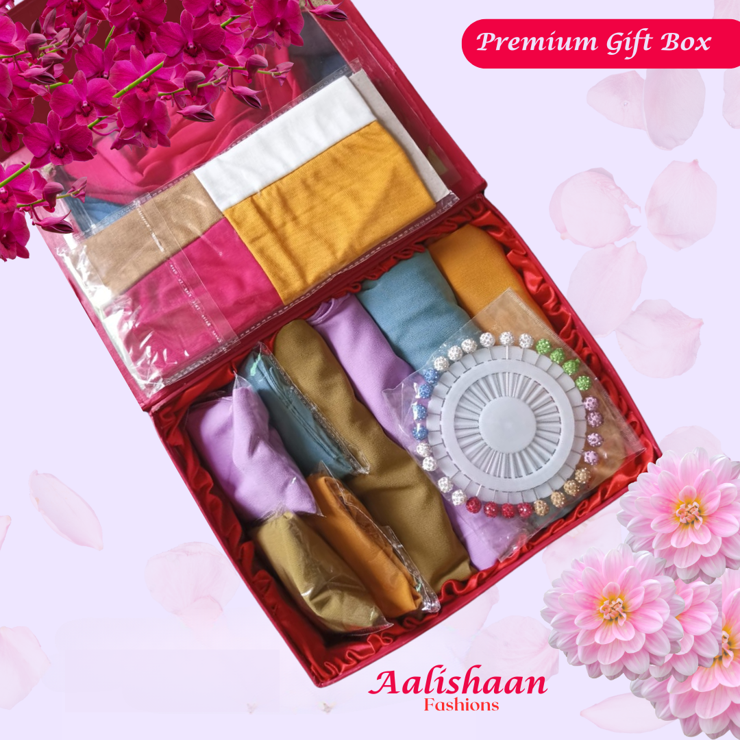 Set of 04 Hijabs - Aalishaan Premium Gift Box - Aalishaan Fashions