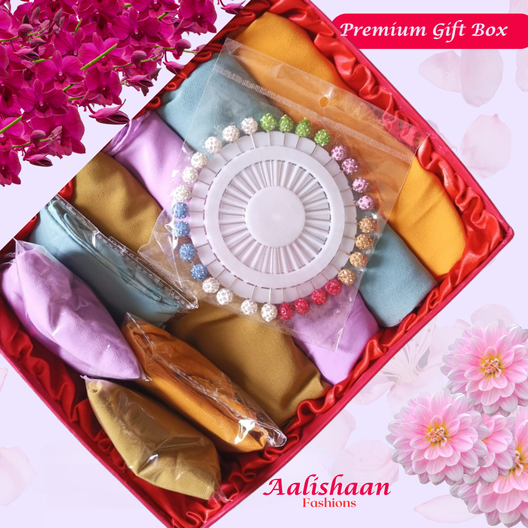 Set of 04 Hijabs - Aalishaan Premium Gift Box - Aalishaan Fashions