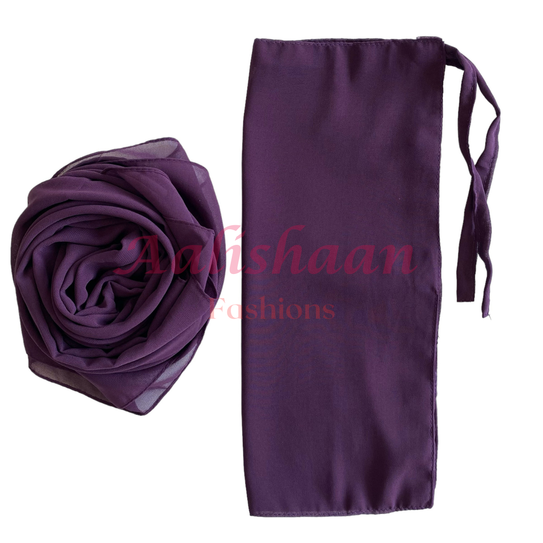 Royal Purple - Hijab - Niqab -Set - Premium Georgette - Aalishaan Fashions