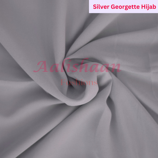 Silver - Premium Georgette Hijab - Aalishaan Fashions