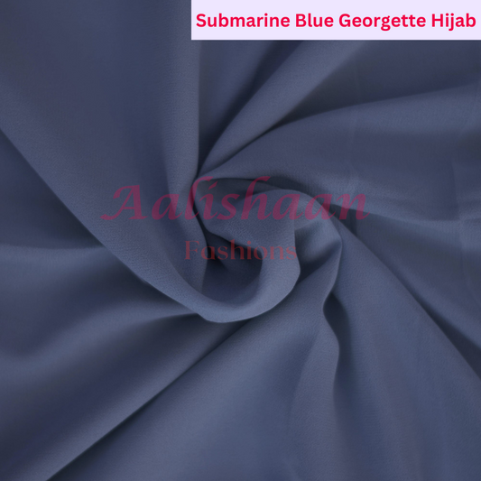 Submarine Blue - Premium Georgette Hijab - Aalishaan Fashions