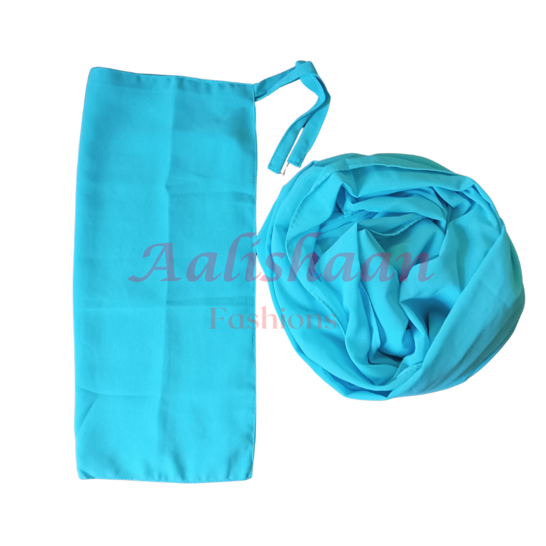 Sky Blue - Hijab - Niqab -Set  - Premium Georgette