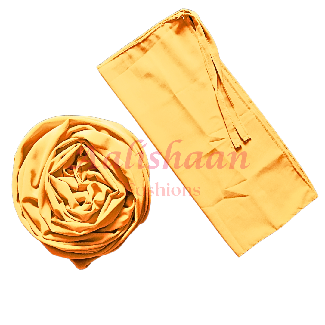 Yellow - Premium Georgette Hijab - Niqab - Set - Aalishaan Fashions